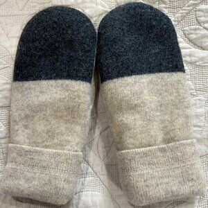 Charcoal/oatmeal color handcrafted felted wool mittens
